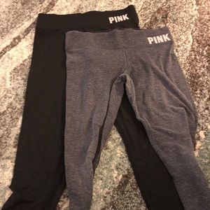 Pink full length fleece lined leggings